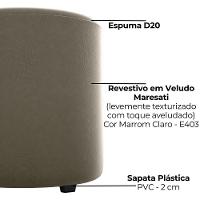 Puff Redondo Copenhage Veludo Maserati Milani Store Marrom Claro