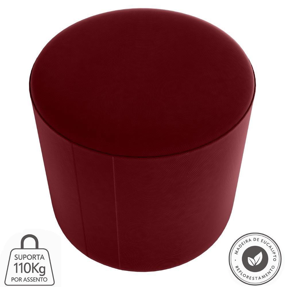 Puff Redondo Copenhage Veludo Maserati Milani Store Vermelho - 5