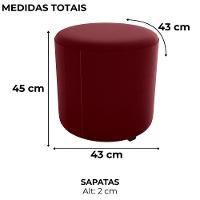 Puff Redondo Copenhage Veludo Maserati Milani Store Vermelho - 3