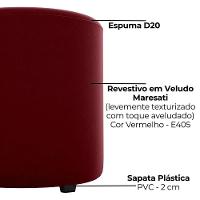 Puff Redondo Copenhage Veludo Maserati Milani Store Vermelho