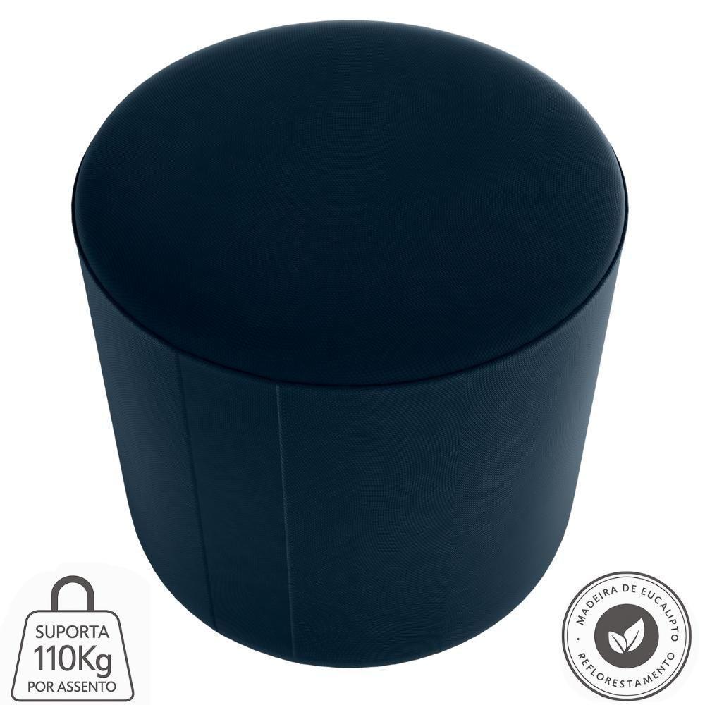 Puff Redondo Copenhage Veludo Maserati Milani Store Azul - 2