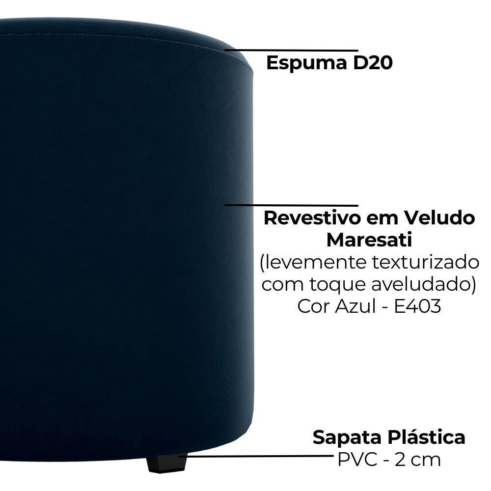 Puff Redondo Copenhage Veludo Maserati Milani Store Azul - 4