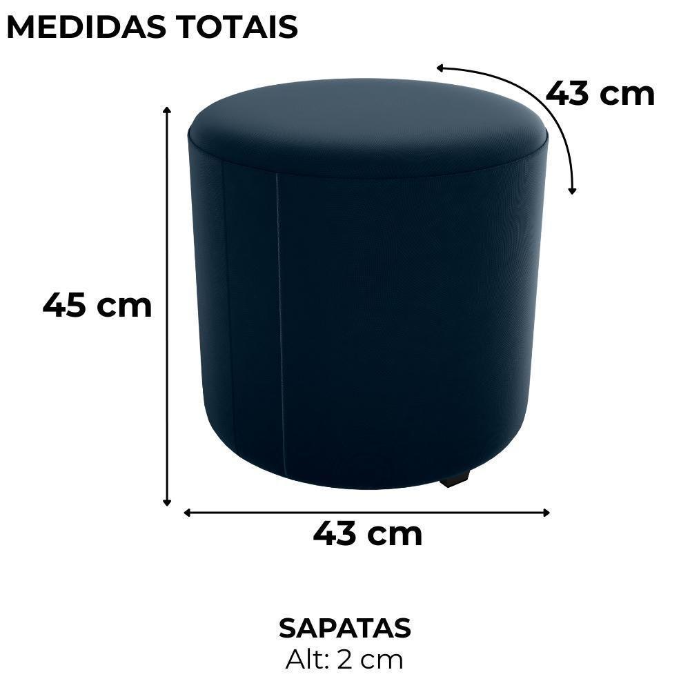 Puff Redondo Copenhage Veludo Maserati Milani Store Azul - 6