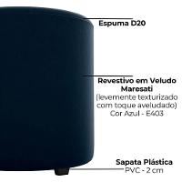 Puff Redondo Copenhage Veludo Maserati Milani Store Azul