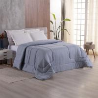 Edredom Bali Liso Casal 01 Peça Micropercal Dupla Face 400 Fios Macio - Cinza - 100% Poliéster - 1