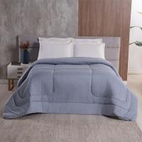 Edredom Bali Liso Casal 01 Peça Micropercal Dupla Face 400 Fios Macio - Cinza - 100% Poliéster - 3