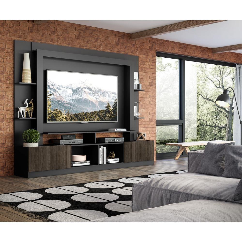 Rack Estante com Painel Tv 65 e 2 Portas Oslo Preto - 2