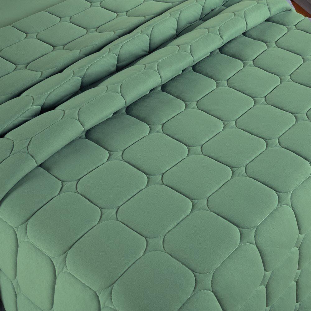 Kit Cobre Leito Colcha Minimal King 3 Peças Malha 100% Algodão - Verde - 3