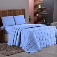 Kit Cobre Leito Colcha Minimal King 3 Peças Malha 100% Algodão - Azul Claro - 2