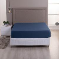 Lençol De Baixo Minimal Casal Avulso Com Elástico 01 Peça Malha 100% Algodão - Azul Marinho - 2