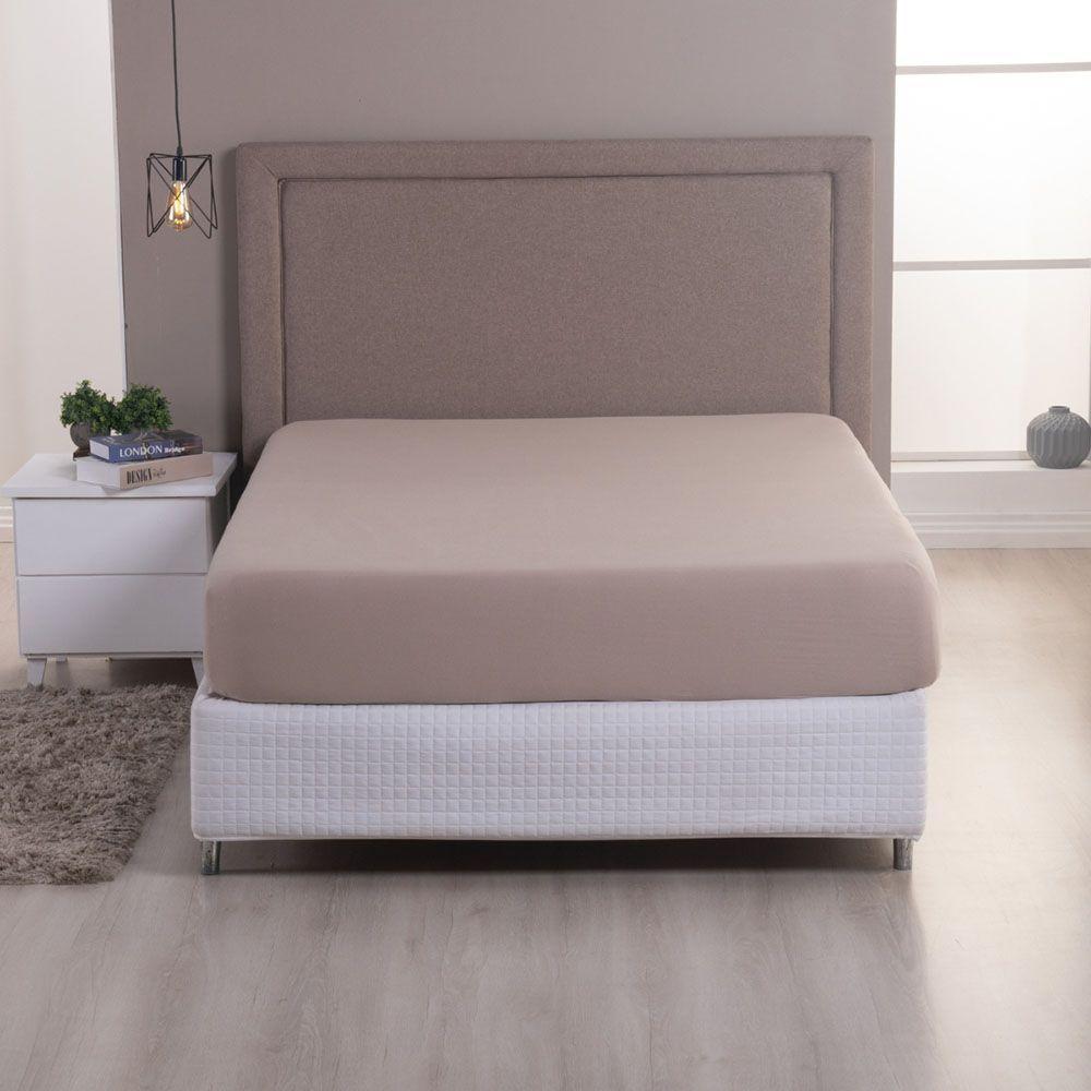 Lençol De Baixo Minimal King Avulso Com Elástico 01 Peça Malha 100% Algodão - Bege - 2