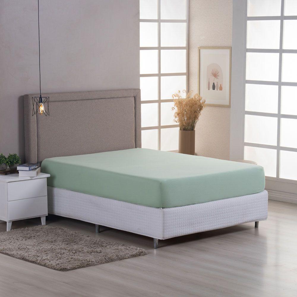 Lençol De Baixo Minimal Queen Avulso Com Elástico 01 Peça Malha 100% Algodão - Verde - 1