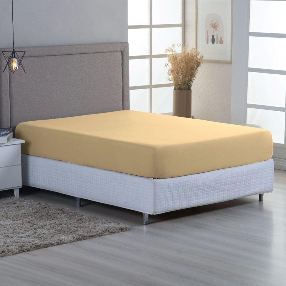 Lençol De Baixo Minimal King Avulso Com Elástico 01 Peça Malha 100% Algodão - Mostarda - 1