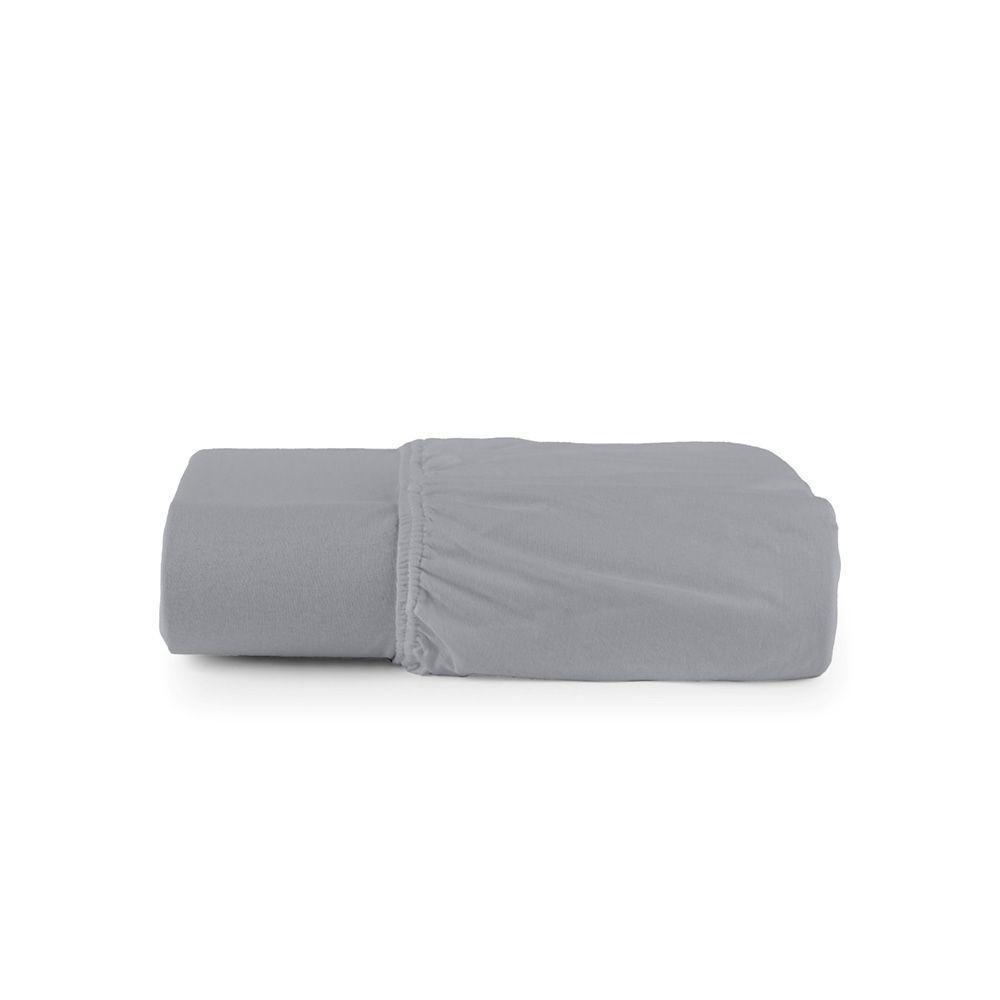 Lençol De Baixo Minimal Solteiro Avulso Com Elástico 01 Peça Malha 100% Algodão - Cinza - 3