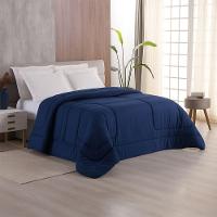 Edredom Bali Liso Solteiro 01 Peça Micropercal Dupla Face 400 Fios Macio - Azul Marinho - 100% Poliéster - 1