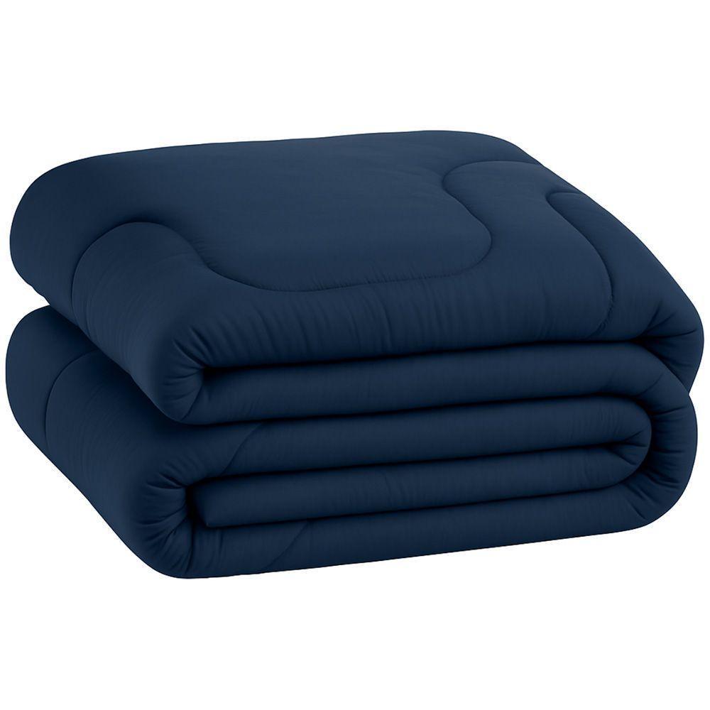 Edredom Bali Liso Queen 01 Peça Micropercal Dupla Face 400 Fios Macio - Azul Marinho - 100% Poliéster - 4