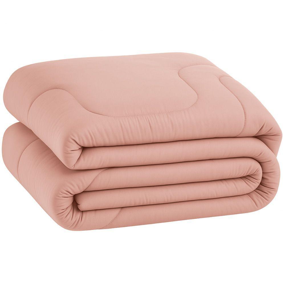 Edredom Bali Liso Casal 01 Peça Micropercal Dupla Face 400 Fios Macio - Rose - 100% Poliéster - 4