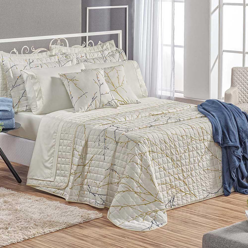 Kit Cobre Leito Colcha Tunes Queen 3 Peças Estampado 180 Fios - Gallys - 100% Poliéster - 1