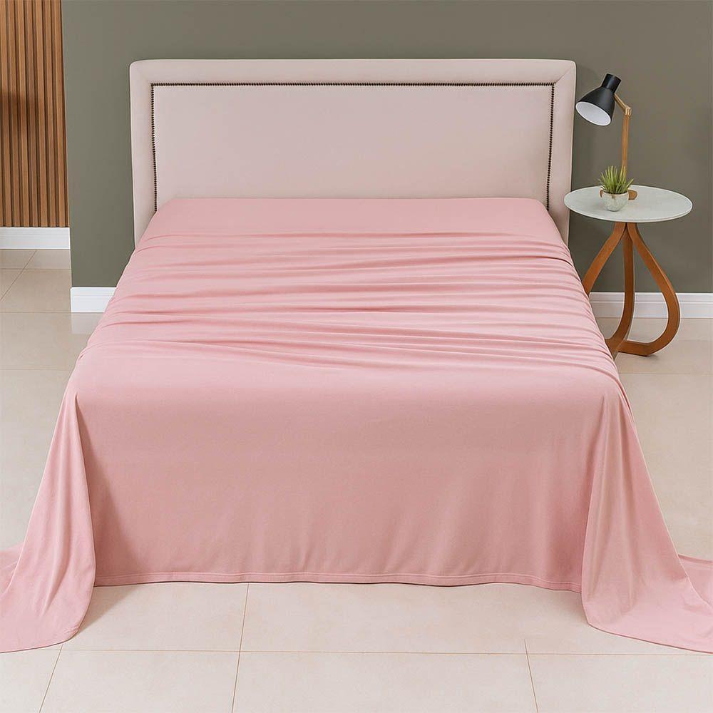 Lençol De Cima Avulso Minimal Liso King 01 Peça Malha 100% Algodão - Rose - 2