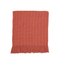 Manta Xale Rubi 1,70m X 1,40m Com Franja Para Sofá Cama 100% Algodão 01 Peça - Terracota - 2