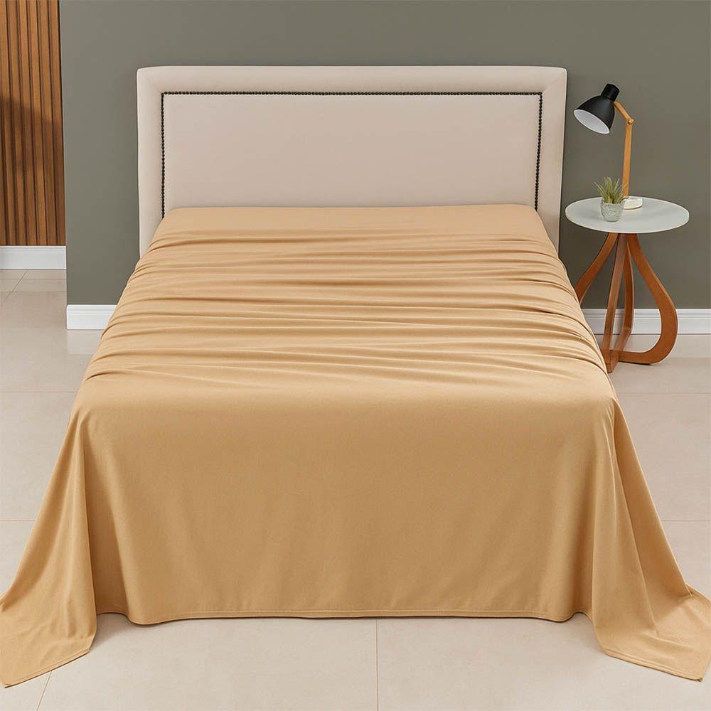 Lençol De Cima Avulso Minimal Liso Casal 01 Peça Malha 100% Algodão - Mostarda - 2