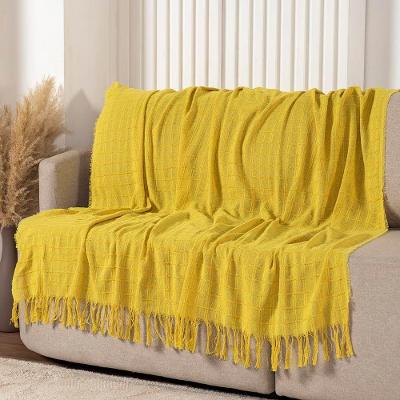 Manta Xale Rubi 1,70m X 1,40m Com Franja Para Sofá Cama 100% Algodão 01 Peça - Amarelo