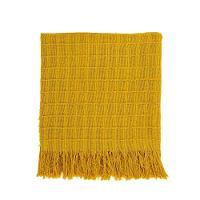 Manta Xale Rubi 1,70m X 1,40m Com Franja Para Sofá Cama 100% Algodão 01 Peça - Amarelo - 2