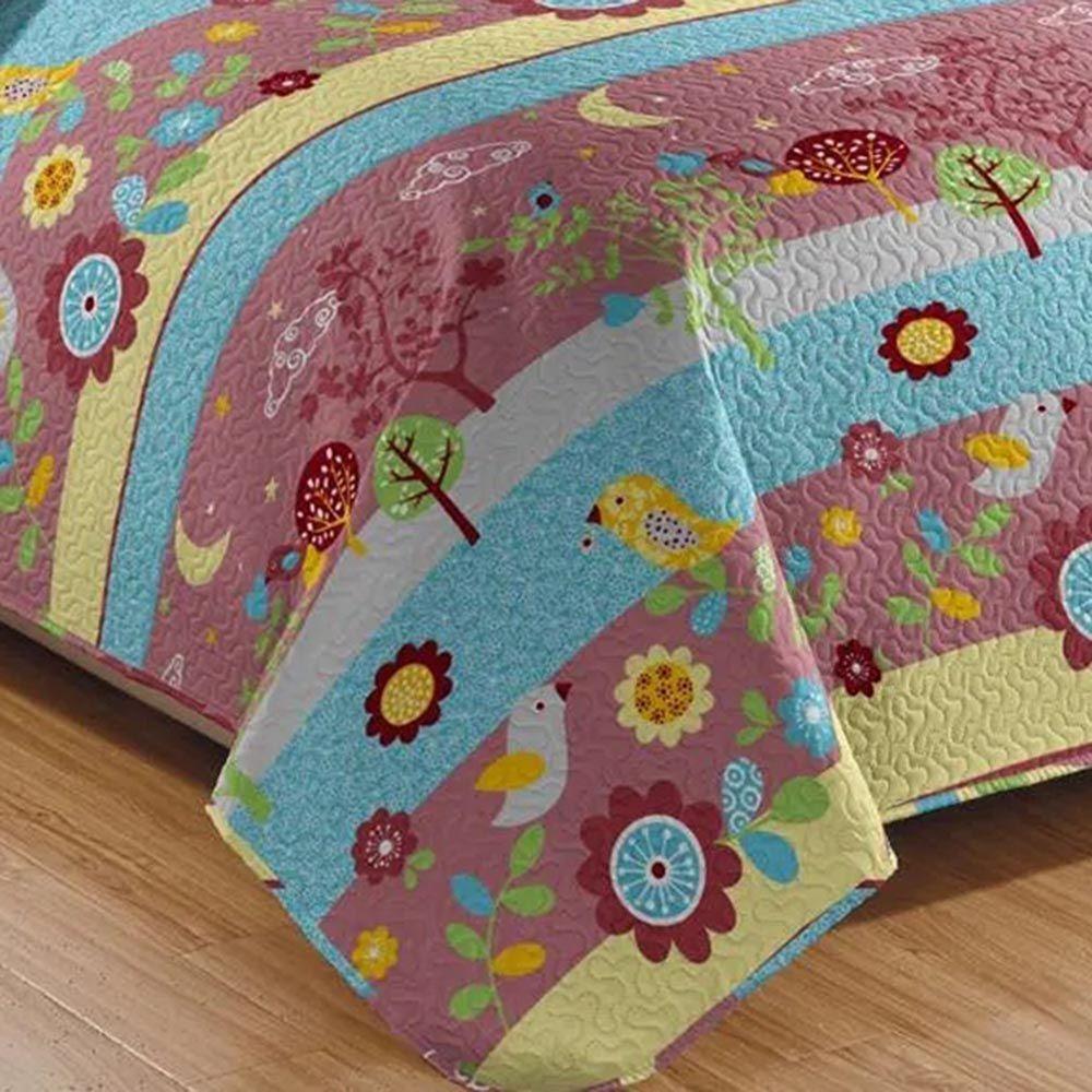 Kit Cobre Leito Colcha Magic Solteiro Infantil 2 Peças Microfibra 180 Fios - Birds Natureza - 100% Poliéster - 3