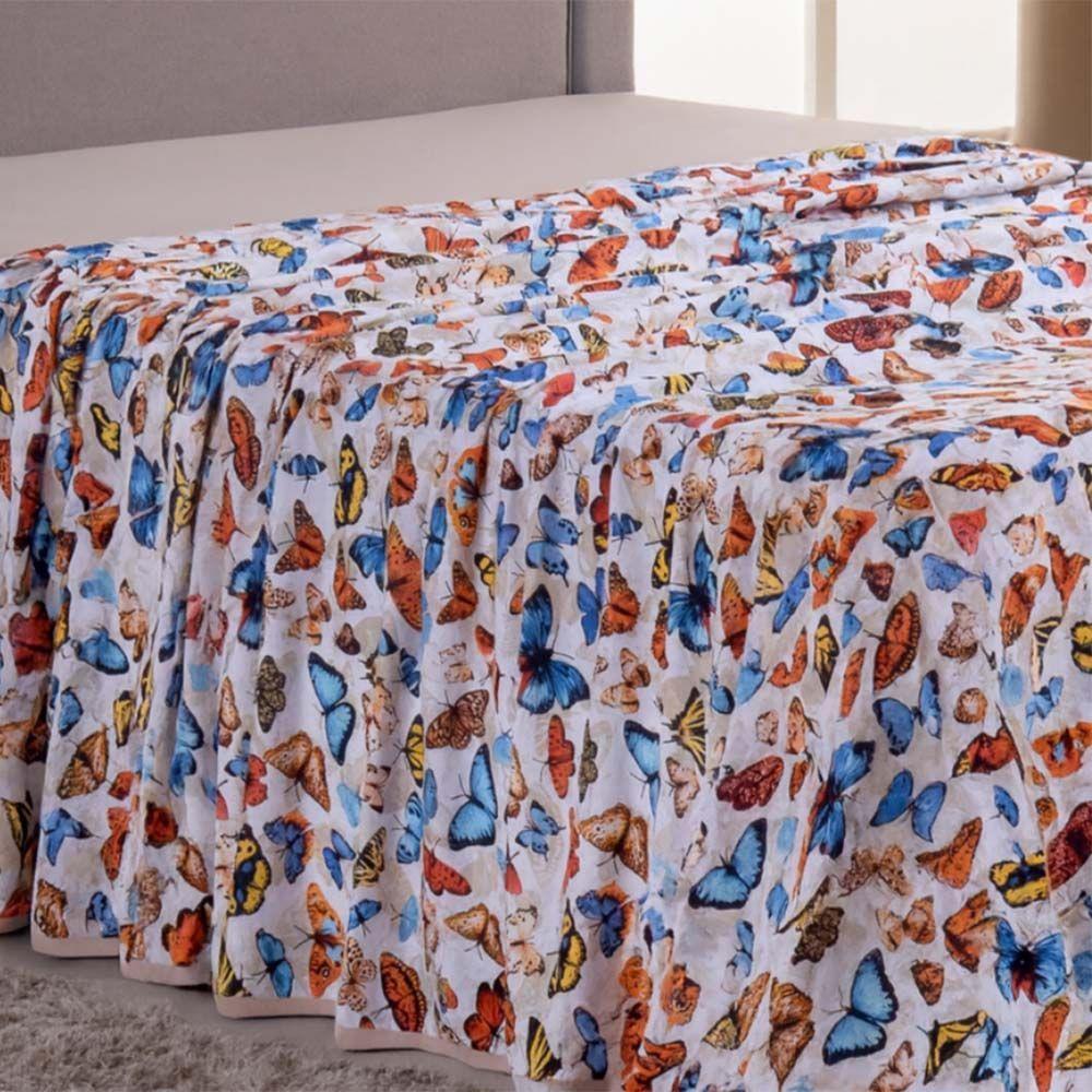 Lençol De Cima Avulso Luar Estampado King 01 Peça Malha 100% Algodão - Borboleta - 4