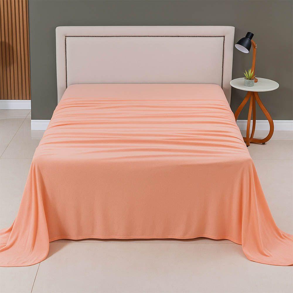 Lençol De Cima Avulso Minimal Liso Solteiro 01 Peça Malha 100% Algodão - Salmão - 2