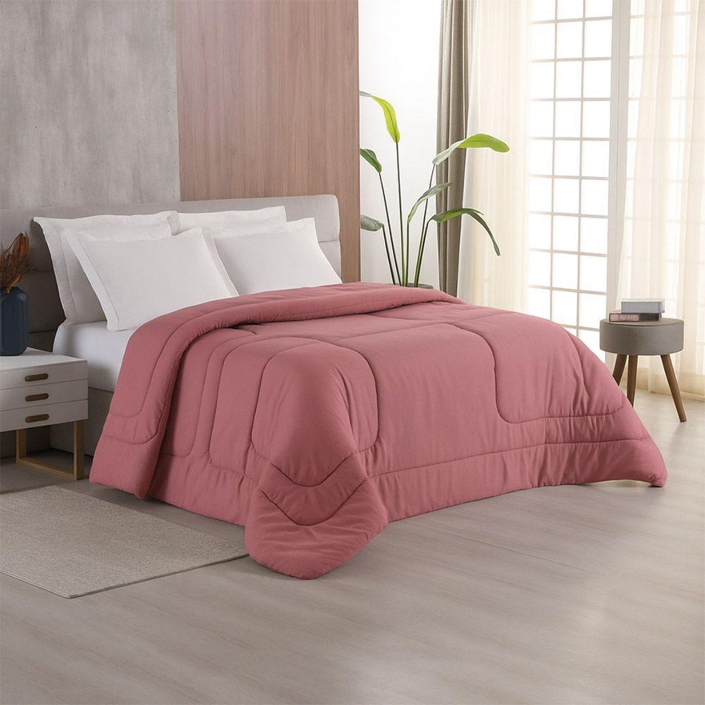 Edredom Bali Liso King 01 Peça Micropercal Dupla Face 400 Fios Macio - Rose - 100% Poliéster - 1