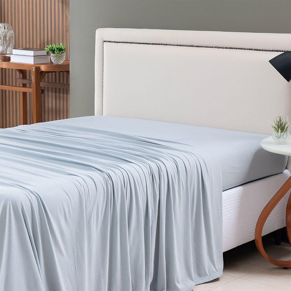 Lençol De Cima Avulso Minimal Liso Casal 01 Peça Malha 100% Algodão - Cinza - 1