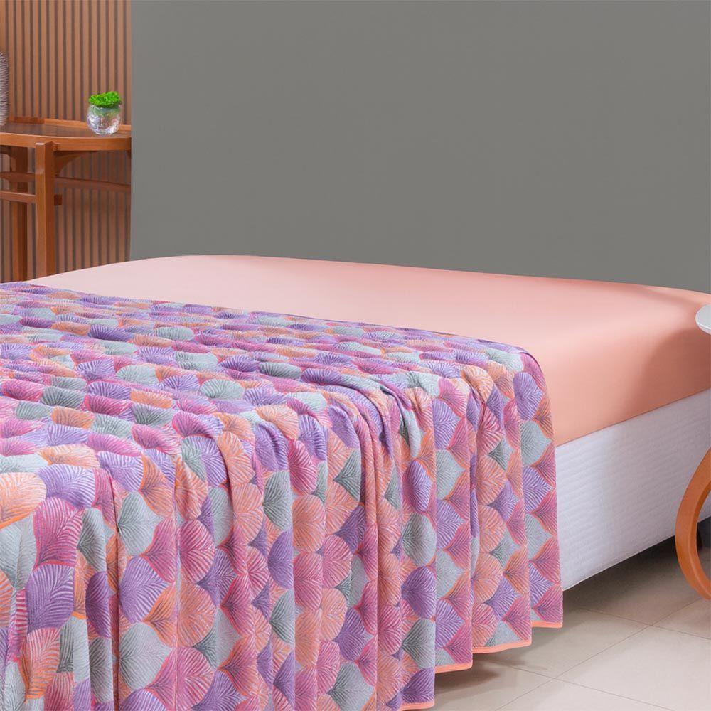Lençol De Cima Avulso Luar Estampado Queen 01 Peça Malha 100% Algodão - Salmão Geométrico - 3