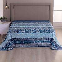Lençol De Cima Avulso Luar Estampado Queen 01 Peça Malha 100% Algodão - Azul Marinho Geométrico - 2