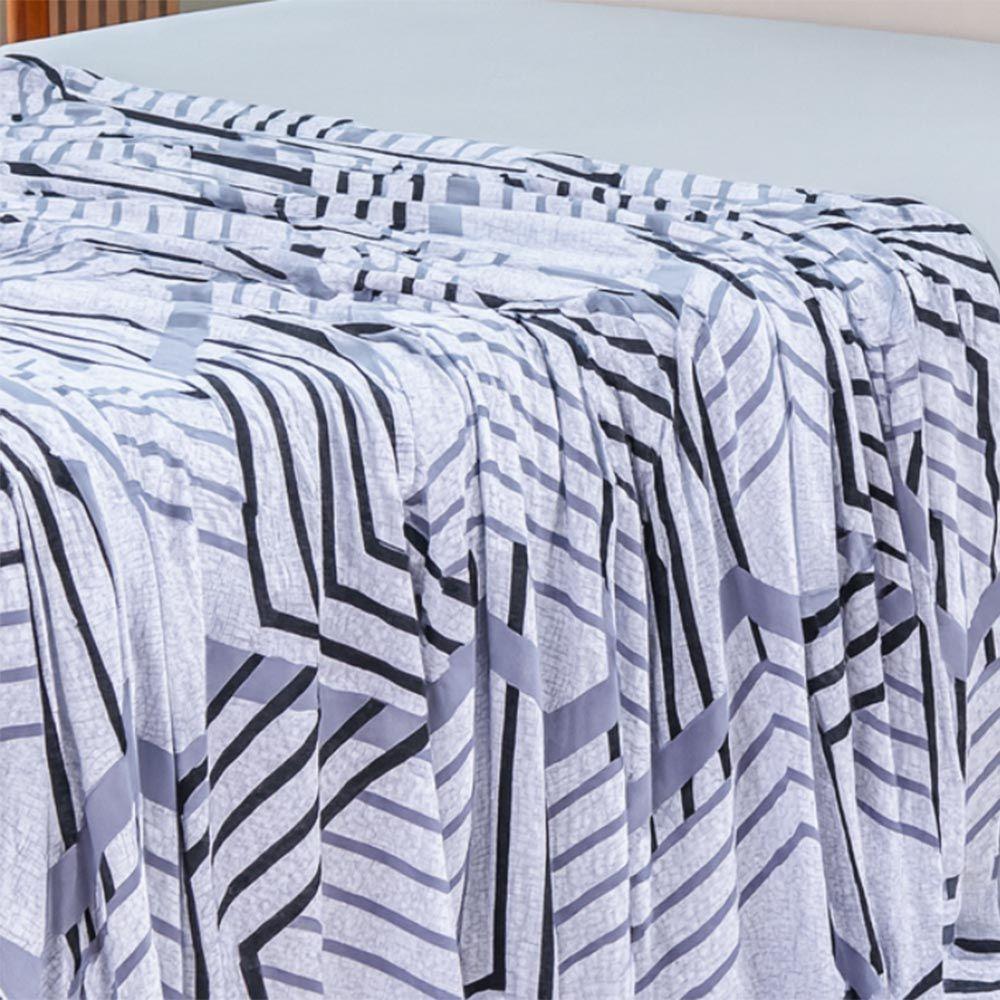Lençol De Cima Avulso Luar Estampado Casal 01 Peça Malha 100% Algodão - Cinza Geométrico - 4