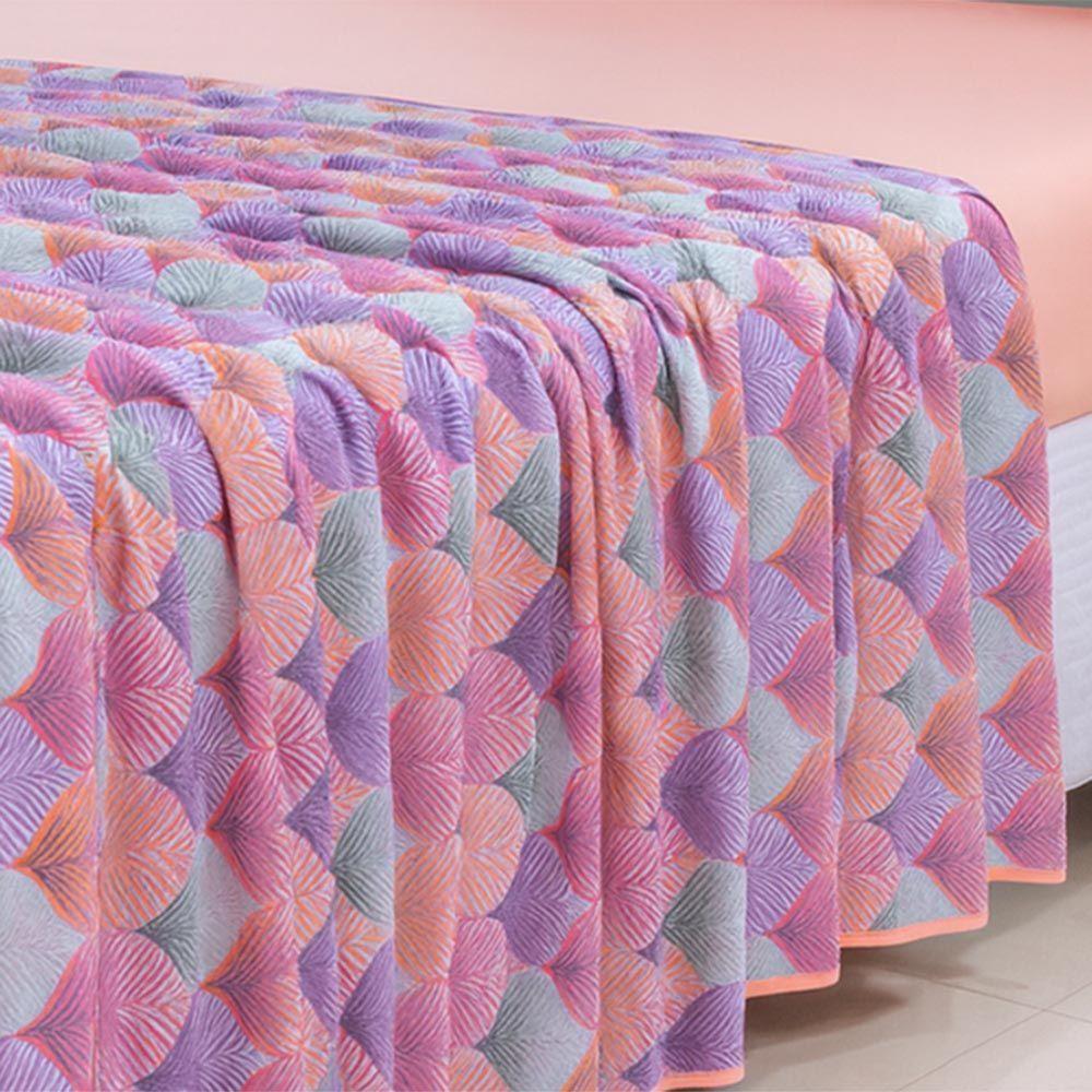 Lençol De Cima Avulso Luar Estampado Casal 01 Peça Malha 100% Algodão - Salmão Geométrico - 4
