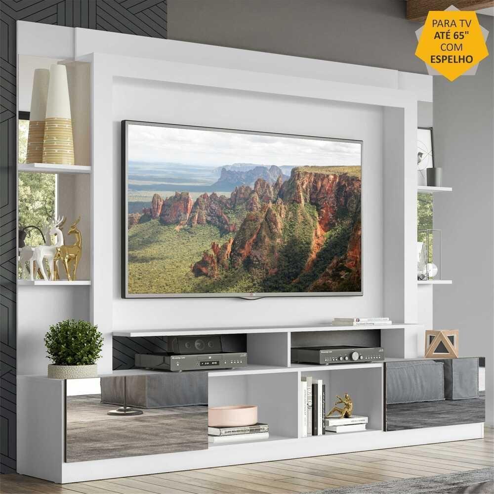 Rack Estante com Painel Tv 65 e Espelho Oslo Branco tenerife - 8