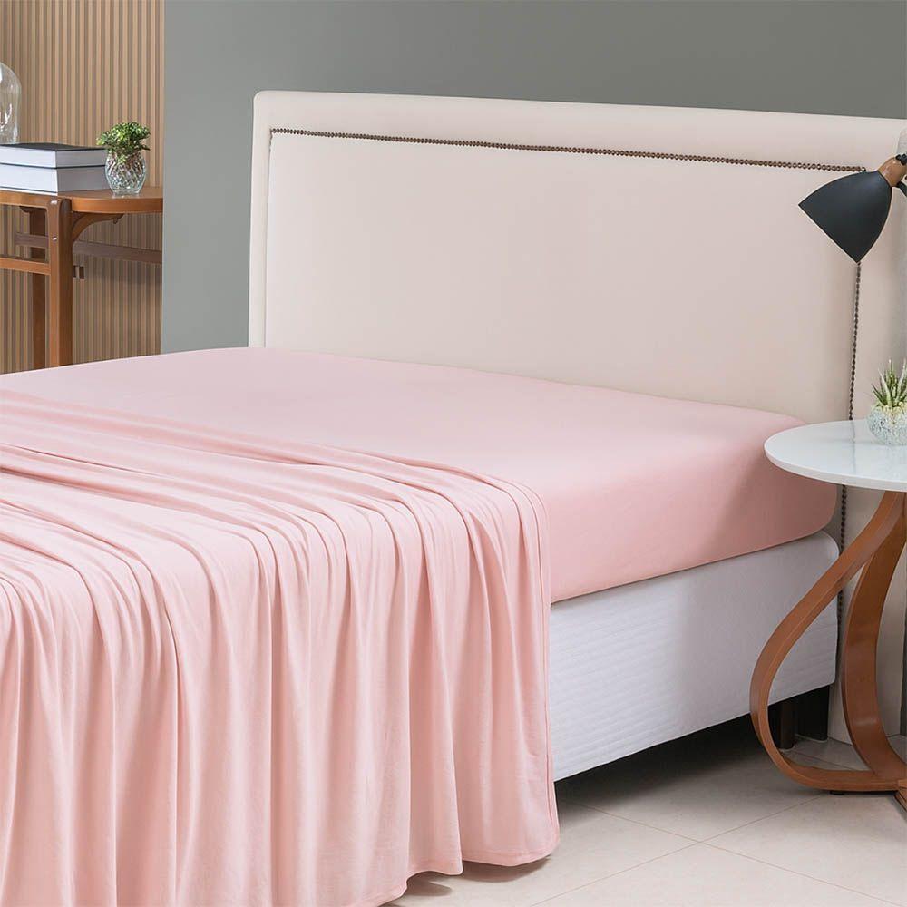 Lençol De Cima Avulso Minimal Liso Casal 01 Peça Malha 100% Algodão - Rose - 1