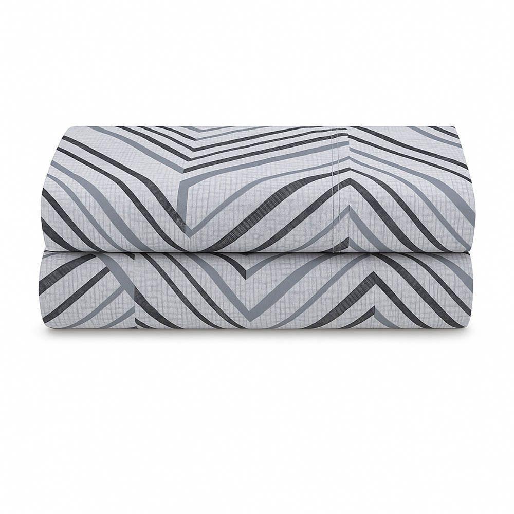 Lençol De Cima Avulso Luar Estampado Queen 01 Peça Malha 100% Algodão - Cinza Geométrico - 1