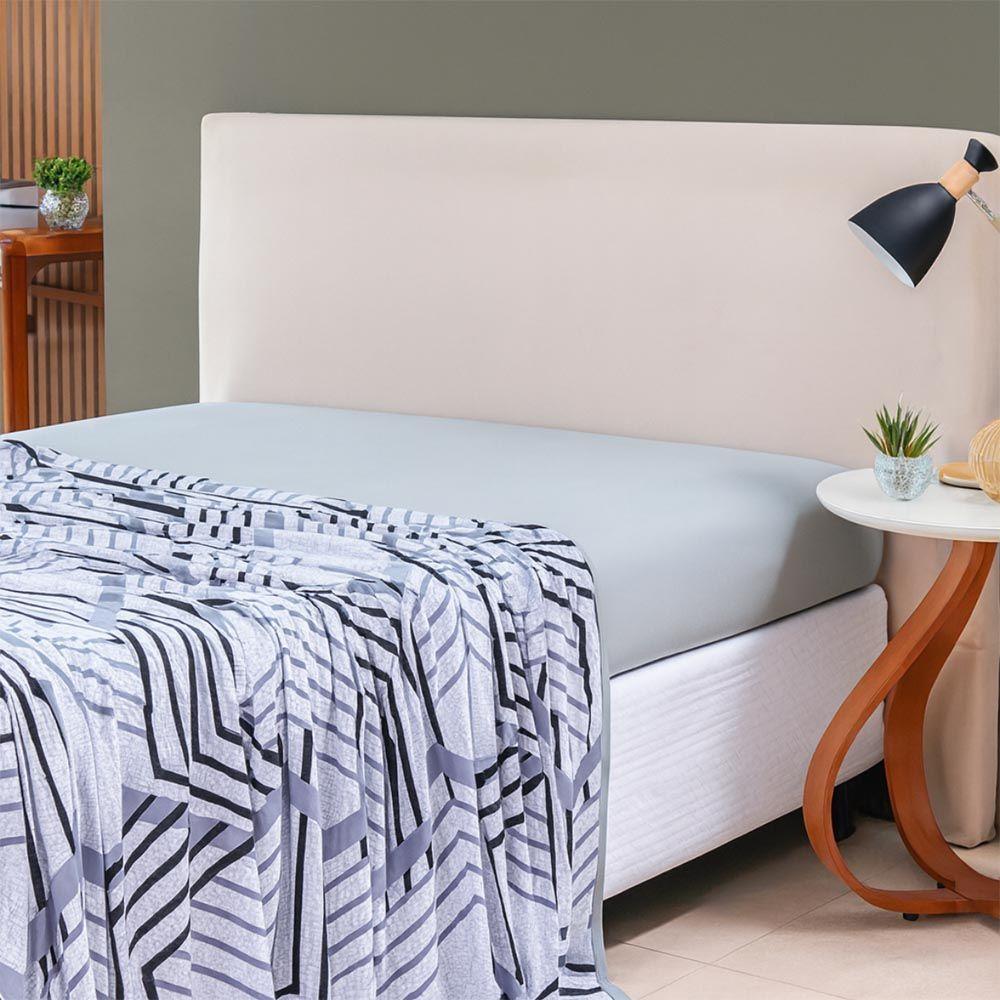 Lençol De Cima Avulso Luar Estampado Queen 01 Peça Malha 100% Algodão - Cinza Geométrico - 3
