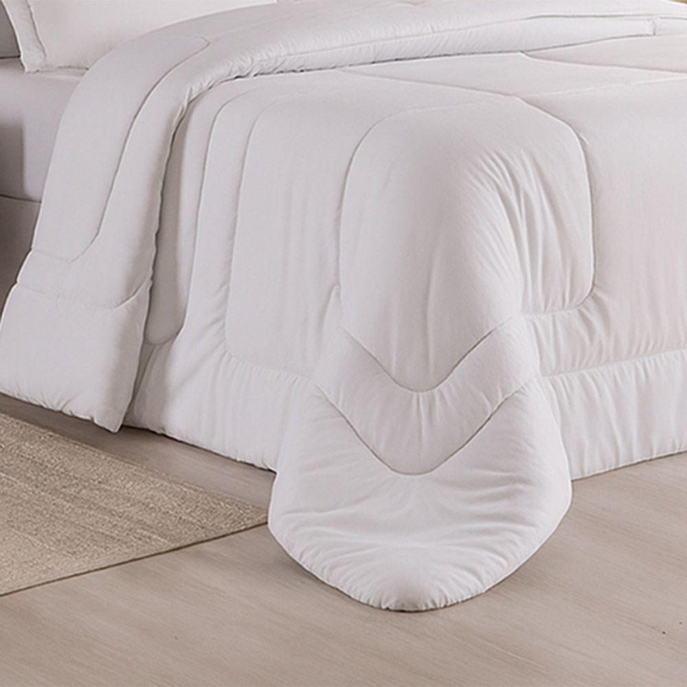 Edredom Bali Liso Casal 01 Peça Micropercal Dupla Face 400 Fios Macio - Branco - 100% Poliéster - 2