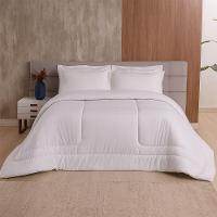 Edredom Bali Liso Casal 01 Peça Micropercal Dupla Face 400 Fios Macio - Branco - 100% Poliéster - 3