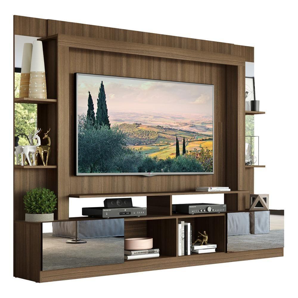 Rack Estante com Painel Tv 65 e Espelho Oslo Madeirado preto - 2