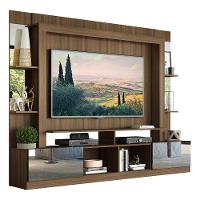 Rack Estante com Painel Tv 65 e Espelho Oslo Madeirado preto