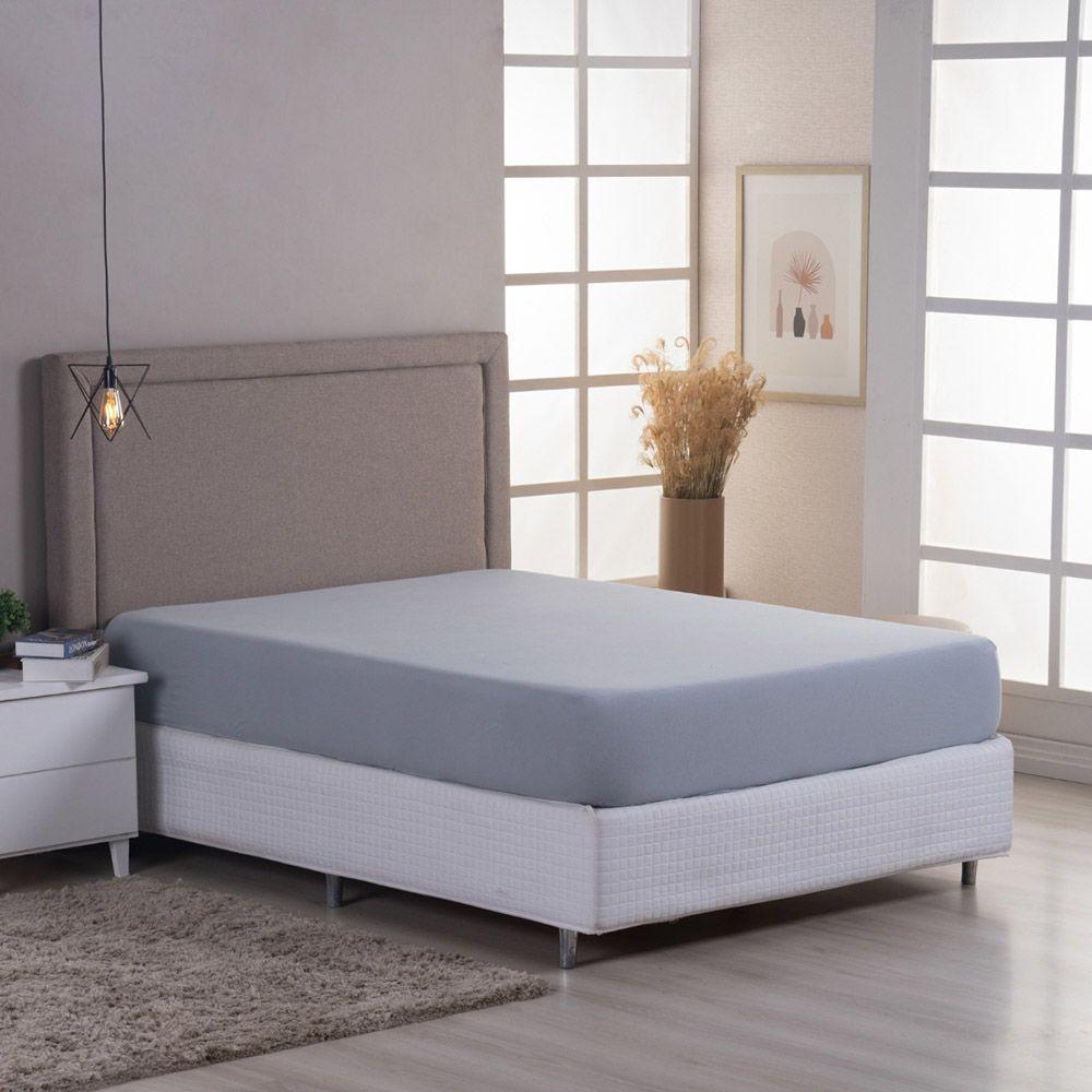 Lençol De Baixo Minimal King Avulso Com Elástico 01 Peça Malha 100% Algodão - Cinza - 1