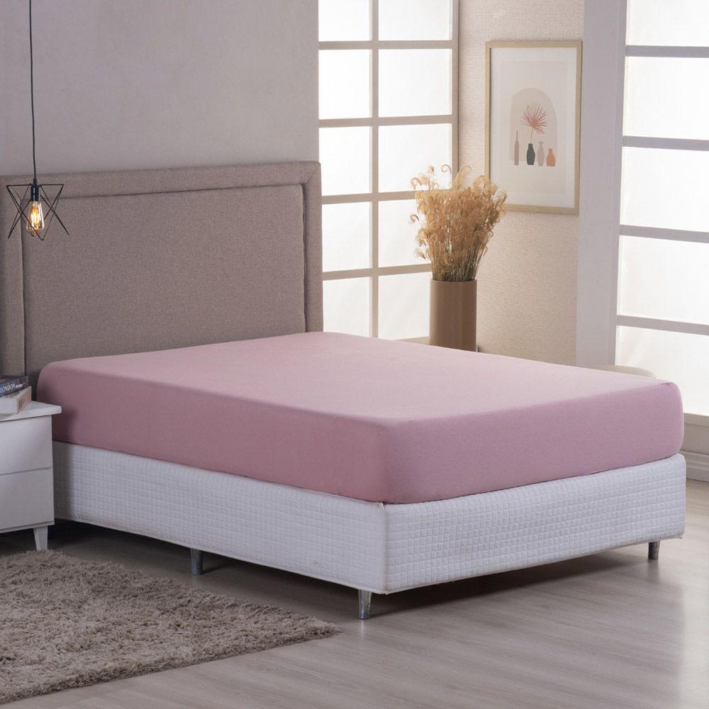 Lençol De Baixo Minimal Queen Avulso Com Elástico 01 Peça Malha 100% Algodão - Rose - 1