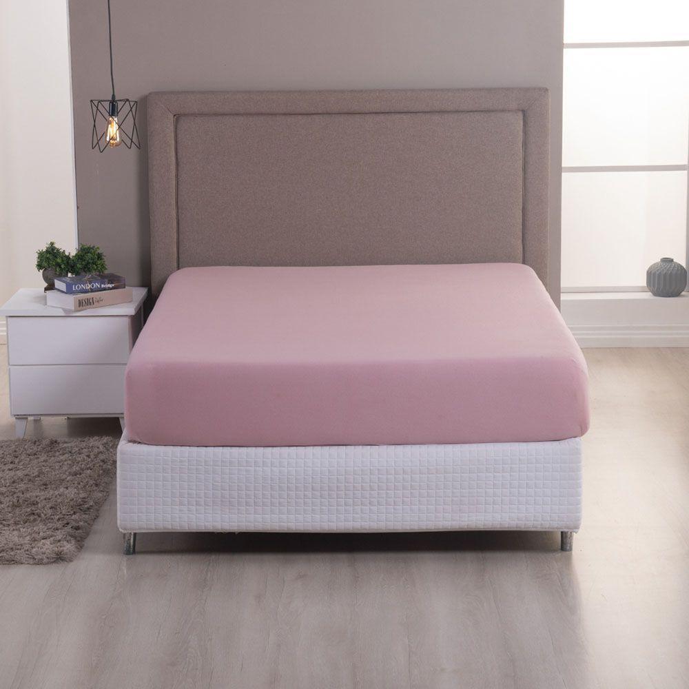 Lençol De Baixo Minimal Queen Avulso Com Elástico 01 Peça Malha 100% Algodão - Rose - 2
