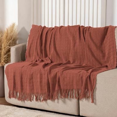 Manta Xale Rubi 2,40m X 1,70m Com Franja Para Sofá Cama 100% Algodão 01 Peça - Terracota