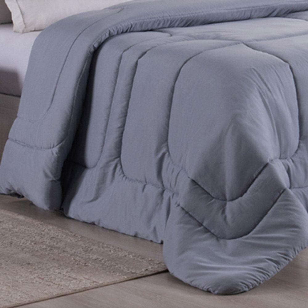 Edredom Bali Liso King 01 Peça Micropercal Dupla Face 400 Fios Macio - Cinza - 100% Poliéster - 2