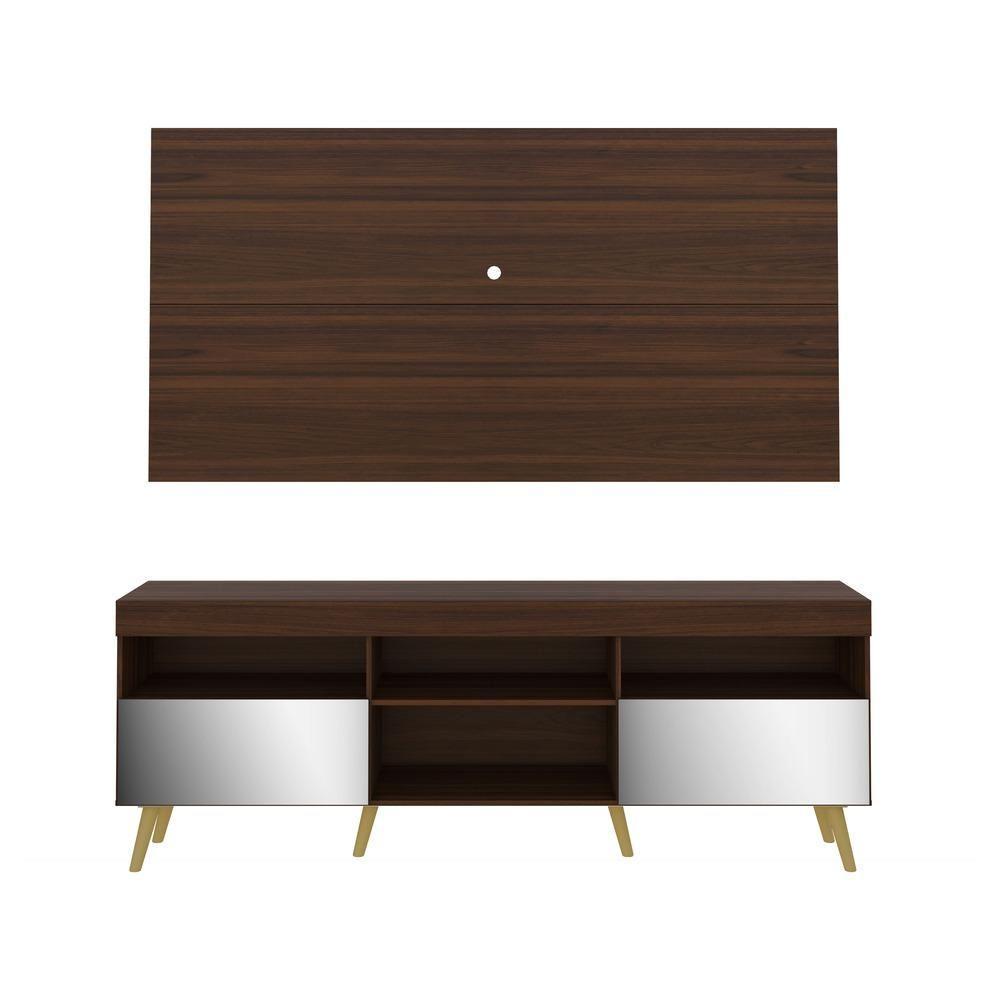 Rack com Painel TV até 65" Espelho e Pés Retrô Multimóveis - 3